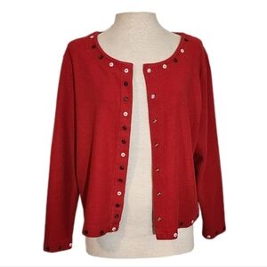 C & B Button Detail Snap Cardigan Red Size L